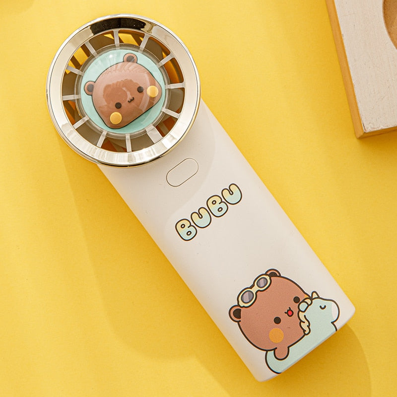 Bubu and Dudu - Dudu Yier Bear Cute Handheld Fan – Peach and Goma