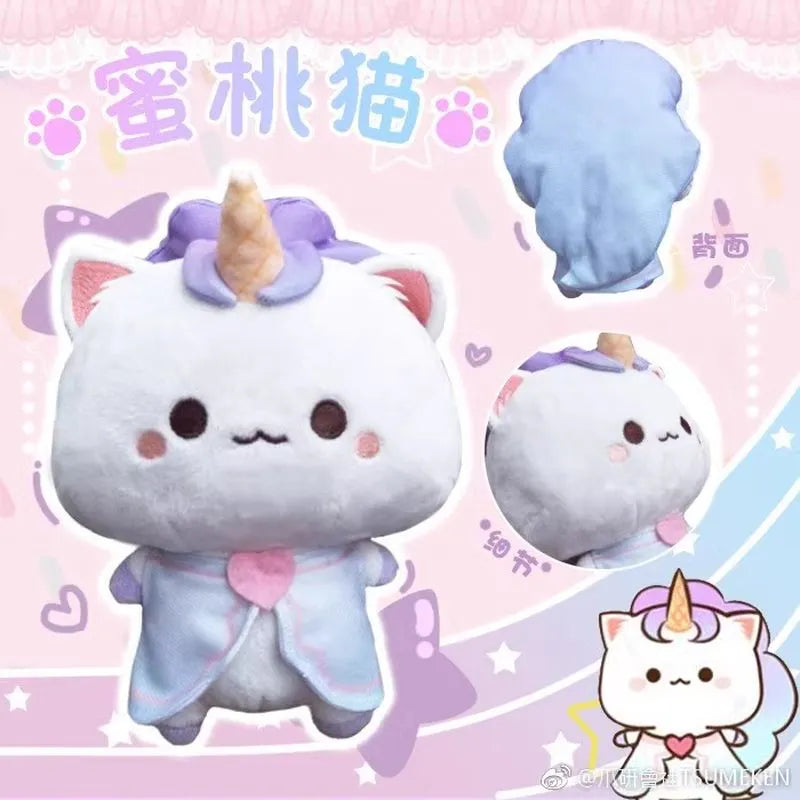 Peach Cat Unicorn Style Plush Doll