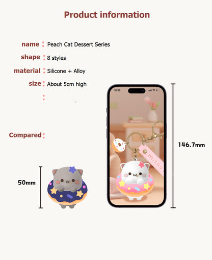 Peach Cat Dessert Series Keychain