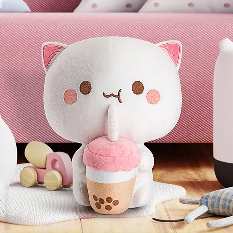 Peach Cat Bubble Tea Style Plush Doll