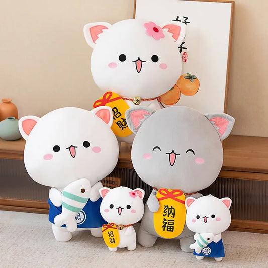 Peach Cat Fortune Plush Doll