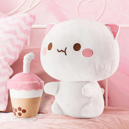 Peach Cat Bubble Tea Plush Doll