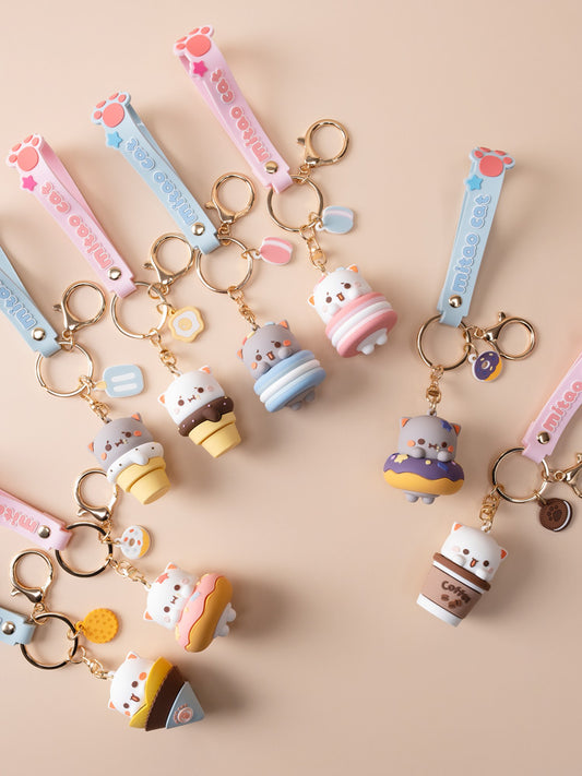 Peach Cat Dessert Series Keychain