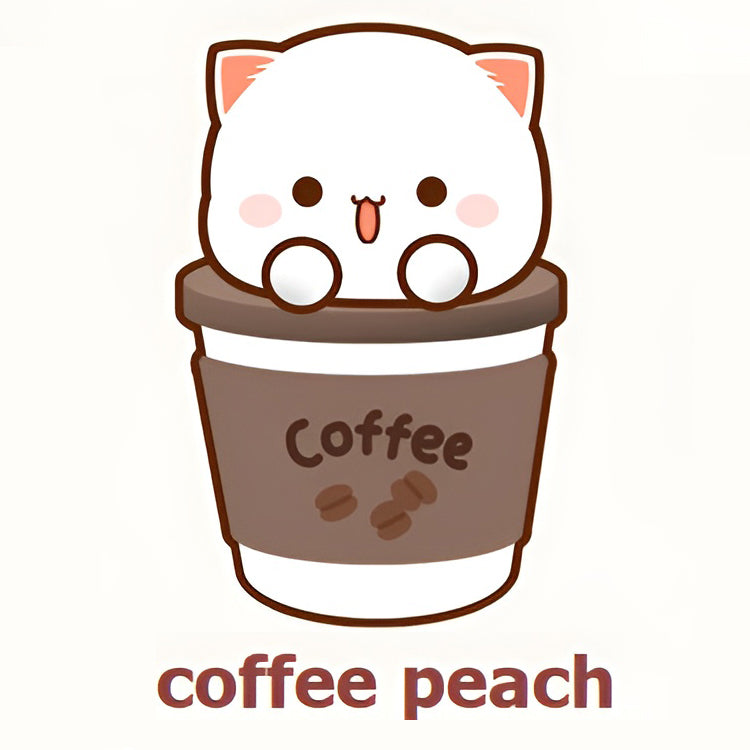 Coffee Peach Cat Keychain