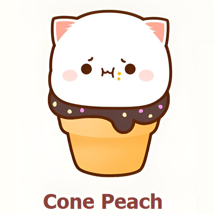 Cone Peach Cat Keychain