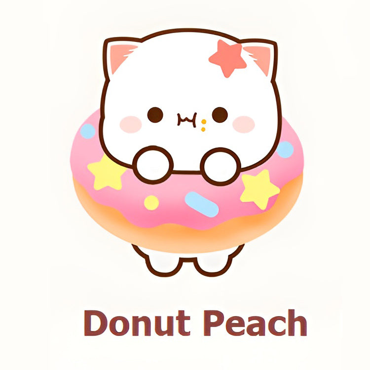 Donut Peach Cat Keychain