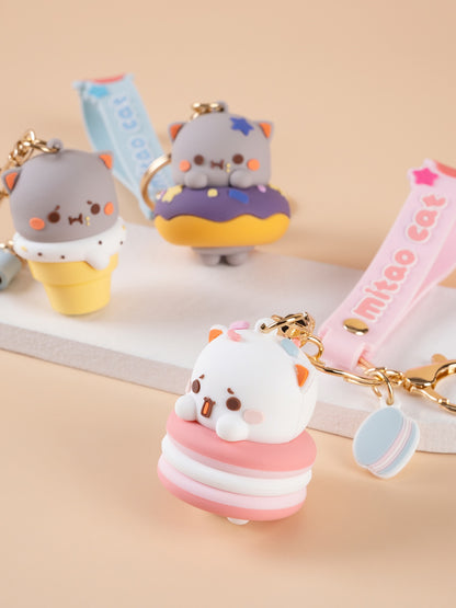 Macaron Peach Cat Keychain